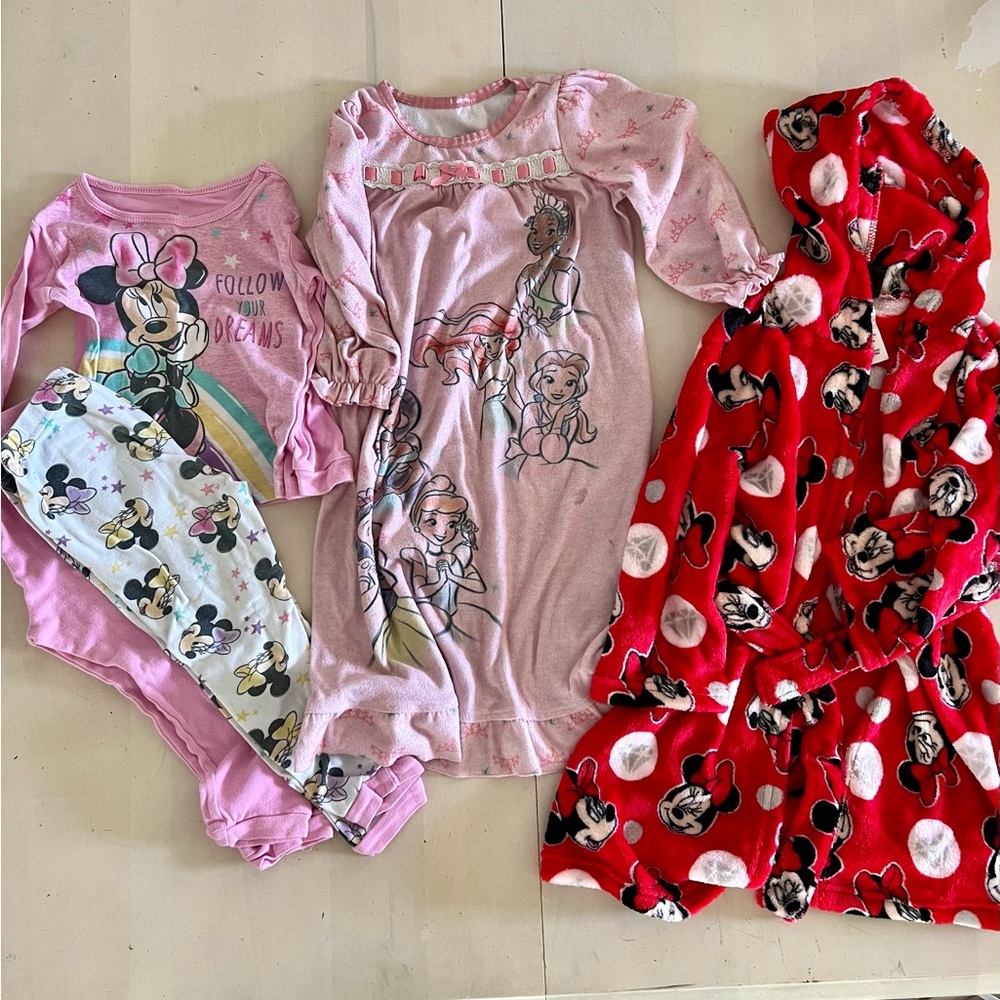 Minnie Mouse and princess pajamas and robe